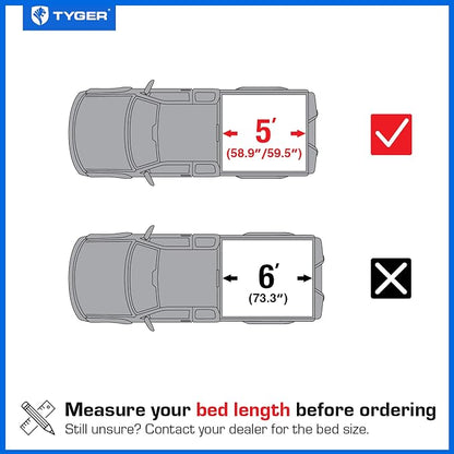 Tyger Auto T3X Soft Tri-Fold in Fabric Truck Bed Tonneau Cover Compatible with 2022-2026 Nissan Frontier | 5' (60") Bed | TG-BC3N1057X
