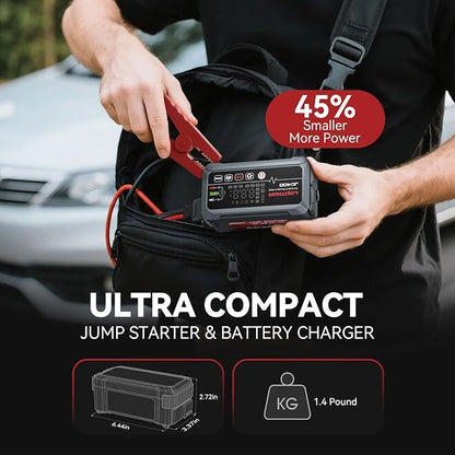 LOKITHOR JC400 9-in-1 Battery Charger and Jump Starter, 2500A 12V Portable Jump Box for Car Upto 8.5L Gas/6.5L Diesel, 750mA/1A/2A, 6V/12V Automotive Battery Maintainer, Trickle Charger and Desulfator