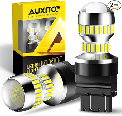 AUXITO 3157 LED Bulb White, Super Bright 4157 3156 LED Reverse Light Bulbs 3056 3057 3047 4057 3457 4114 LED Bulb for Exterior Backup Tail Brake DRL Signal Parking Lights, Pack of 2