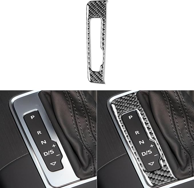 Real Premium Carbon Fiber Decor Compatible with Audi A3 S3 RS3 8V 2013 2014 2015 2016 2017 2018 2019 Car Automatic Gear Shift Panel Decal Auto Interior Accessories Sticker Black