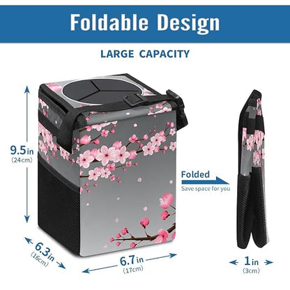 Car Trash Can – Multi-Purpose, Lightweight and Portable with Durable Water-Resistant Coating, No Installation Required, Practical and Ample Capacity, Variety of Colors.Cherry Blossom