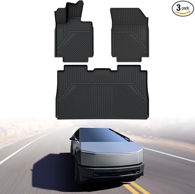 LASFIT Premium Extra Thick Floor Mats for Tesla Cybertruck 2023-2026 All Weather TPE Custom Fit Pickup Interior Accessories Front Rear Car Liner 1st & 2nd Rows Set, Black