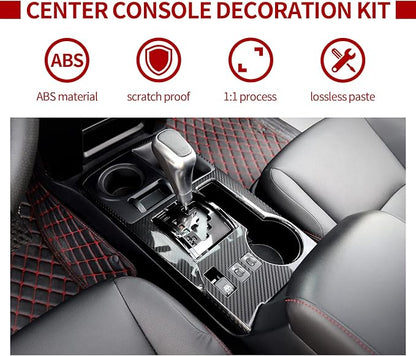 Voodonala Center Console Interior Carbon Fiber Black Decoration Kit for Toyota 4Runner 2020-2024,9pcs/set(Steering Wheel Panel/Navagition Panel/Dashboard Bezels/4WD Panel/Gear Panel/Side Vent Bezels)