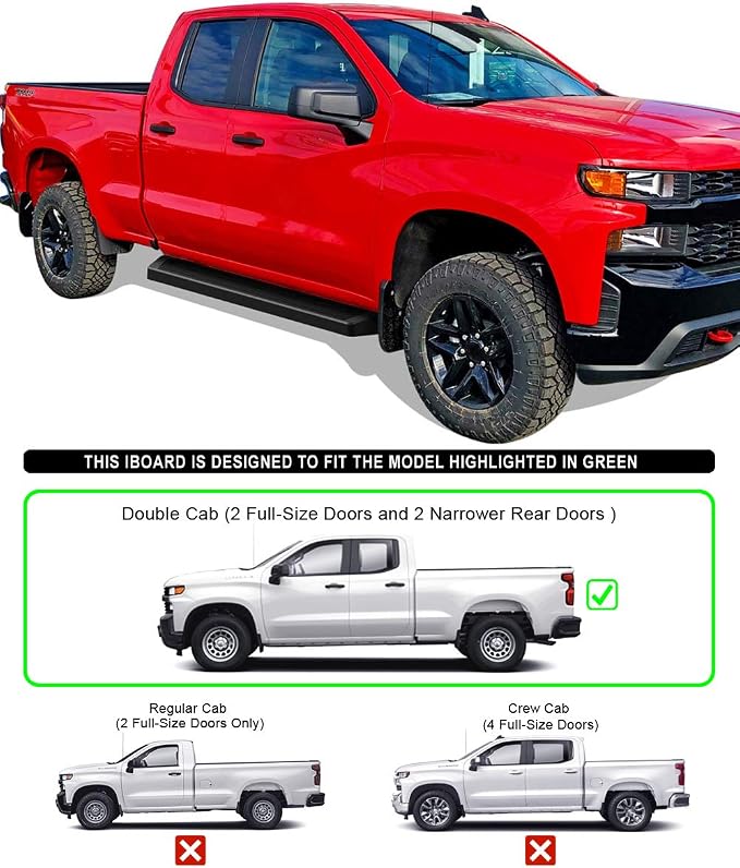 APS Nerf Bar Compatible with Silverado Sierra 1500 2019-2026 Extended Cab & 2500 3500 2020-2026 (Exclude 19 1500 LD)(Silverado 1500 LTD Sierra 1500 LD 2022) (Black Running Board)