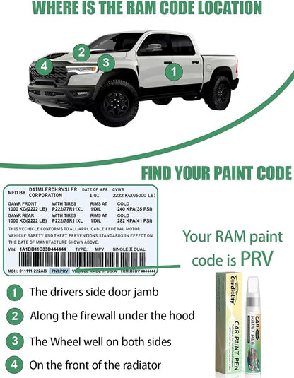 Bright White(PW7/GW7) Touch Up Paint Pen for Ram,Car Paint Scratch Repair Pen Quick and Easy Fix Auto Paint Scratch