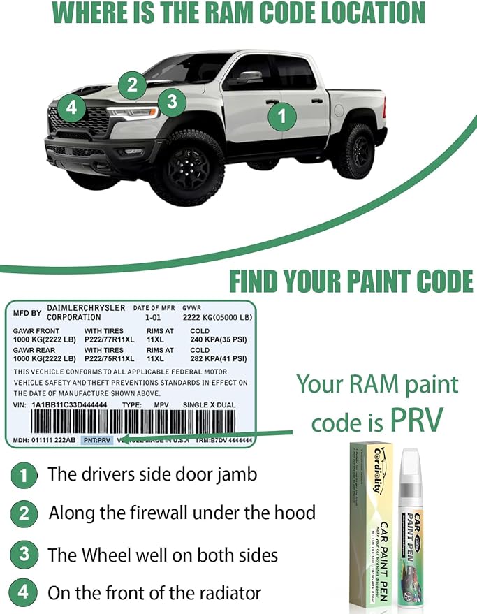 Ivory White Tri-Coat Pearl-Coat(PWD/JWD) Touch Up Paint Pen for Ram,Car Paint Scratch Repair Pen Quick and Easy Fix Auto Paint Scratch