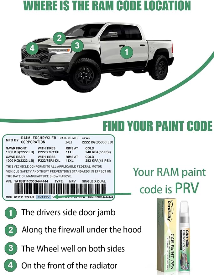 Flame Red(PR4) Touch Up Paint Pen for Ram,Car Paint Scratch Repair Pen Quick and Easy Fix Auto Paint Scratch