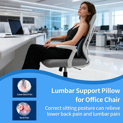 2 Pack Lumbar Support Pillow,Memory Foam Back Cushion for Office Chair,Car Seat,Travel,Ergonomic Posture Corrector for Lower Back Pain Relief,Black