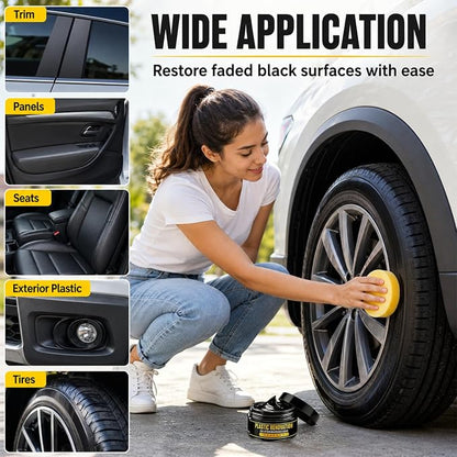 2Pcs Tire Nourish Wax Cream, Premium Tire Coating Paste, Bring Back the Original Deep Black Shine to Rubber, Trim and Plastic, Long-Lasting Tire Dressing for Car Trucks Motorcycles Tires