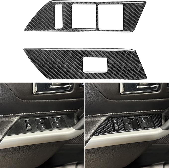 Premium Carbon Fiber Compatible with Ford Edge 2011-2014 2012 2013 SEL/Limited/SE/Sport Accessories Car Front Door Window Lift Switch Panel Cover Interior Trim Sticker Decal Black 2PCS