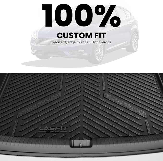 LASFIT Cargo Mat for Ford Focus 2012-2018 Hatchback Gasoline(No Subwoofer) Focus RS 2016 2017 2018 All Weather Custom Fit TPE Trunk Liner