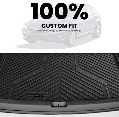 LASFIT Cargo Mat for Ford Focus 2012-2018 Hatchback Gasoline(No Subwoofer) Focus RS 2016 2017 2018 All Weather Custom Fit TPE Trunk Liner