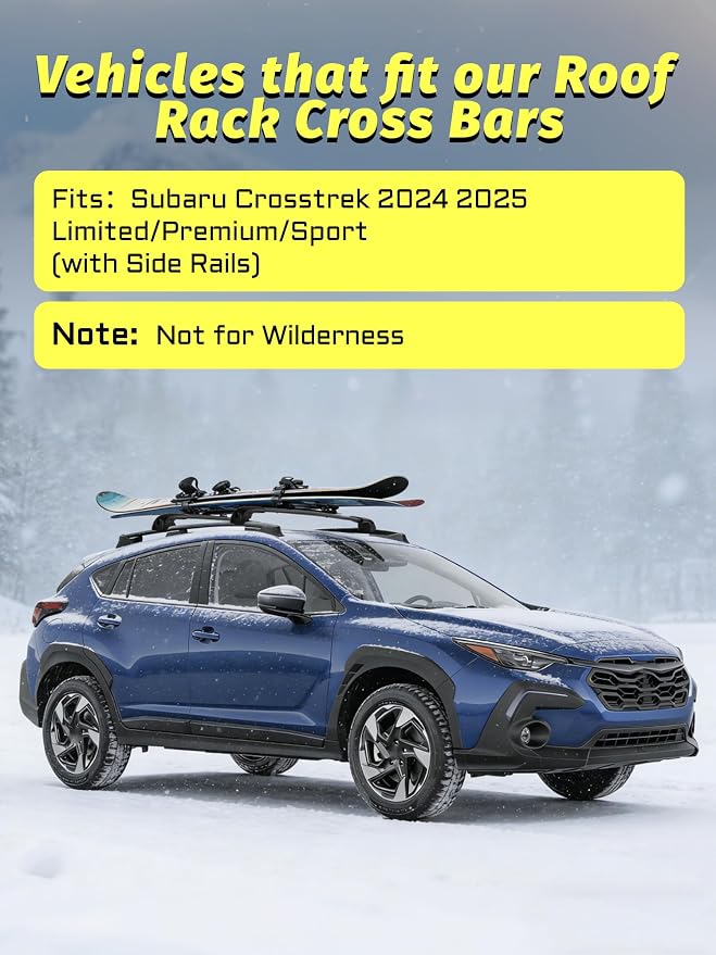 Gdydi 220lbs Crosstrek 2024 2025 Limited/Premium/Sport Lockable Roof Rack Cross Bars Black Aluminum Roof Rack, Fit Side Roof Rails (Not for Wilderness), Rooftop Cargo Carrier Luggage Cross Bars