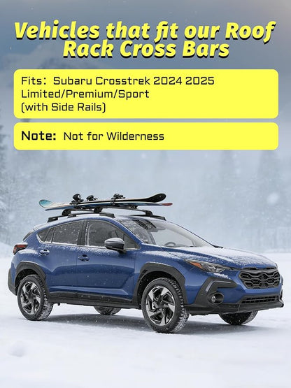 Gdydi 220lbs Crosstrek 2024 2025 Limited/Premium/Sport Lockable Roof Rack Cross Bars Black Aluminum Roof Rack, Fit Side Roof Rails (Not for Wilderness), Rooftop Cargo Carrier Luggage Cross Bars