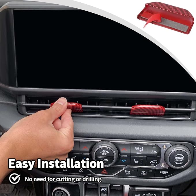 JWWY for Jeep JL Vent Air Outlet Adjustment Cover Trim Fit for 2024-2025 Jeep Wrangler JL JLU Gladiator JT 4xe Interior Accessories 2pcs Red Carbon Fiber