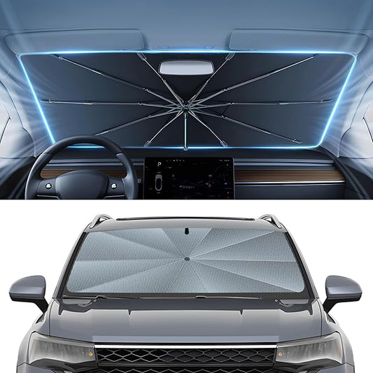 Autorder Windshield Sun Shade Umbrella for 2022-2026 Volkswagen VW Taos Accessories,Upgraded Ice Crystal Material,Easy Setup Umbrella Sunshade for Car Windshield,100% Sun Blocking