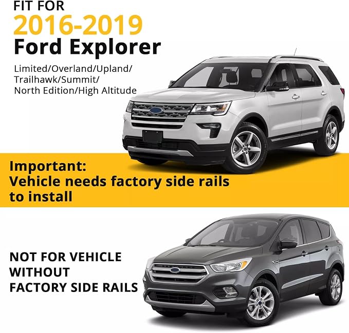 260lbs Roof Racks Cross Bars Compatible with Ford Explorer 2016 2017 2018 2019, Heavy Duty Aluminum Roof Rails Crossbars Rooftop Luggage Carrier Snowboard Skiboard Black