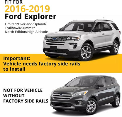 260lbs Roof Racks Cross Bars Compatible with Ford Explorer 2016 2017 2018 2019, Heavy Duty Aluminum Roof Rails Crossbars Rooftop Luggage Carrier Snowboard Skiboard Black