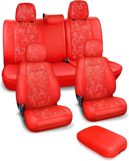 Carlimeki Leather Seat Covers Custom Fit for Tacoma Gen 3rd (2016-2023) Double & Crew Cab, for SR, SR5, Limited, TRD Pro, TRD Sport, TRD Off-Road, Trail Special Edition - Fully Covered