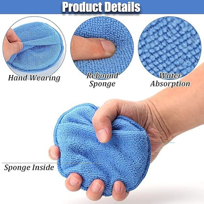 FONAROLL Microfiber Wax Applicator Pads, Car Wax Applicator with Finger Pocket, Buffing & Detail Polishing Foam Pads for Car Cleaning and Fine Polishing (5 inch, 6 Pack)