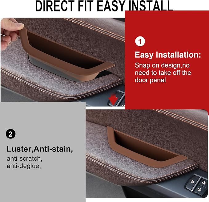 Brown Driver Side Door Armrest Handle Storage Compartment Compatible for BMW X3 F25 2010-2016 X4 F26 2014-2017 Cover Door Container Storage Box Door Armrest Cover
