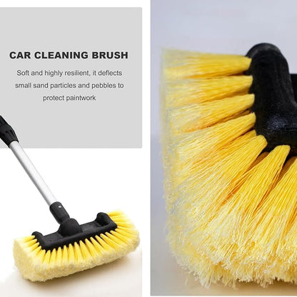 10.2" Car Wash Brush Head, Flow-Thru Auto Camper Cleaning Brushes with Soft Bristle, Universal Detailing Brush Head for Vehicle Boat Exterior Washing, Car Accessories (Yellow)