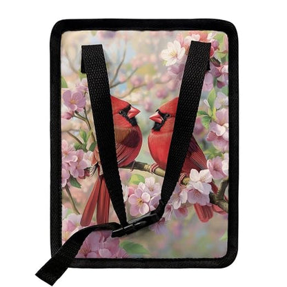 Cardinal Bird Cherry Blossom Print Trash Can for Car Leakproof Garbage with Lid and Zipper Trash Bin Hanging Back of Seat Auto Interior Accessories Universal Fit Most Truck SUV Van