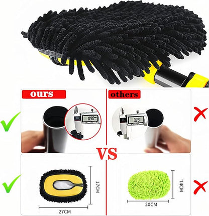 MVEQRRN Upgrade Car Wash Brush Mop with Long Handle,Microfiber Mitt Car Cleaning Supplies Kit Car Wash Kit Tools Accessories