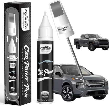 Boulder Gray(KBY) for Nissan Touch Up Paint Pen, 2 in 1 Car Scratch Remover with Pen Tip and Brush, Precise Color Match for Car Paint Scratch Repair, Quickly and Easily Fix Chips and Nicks