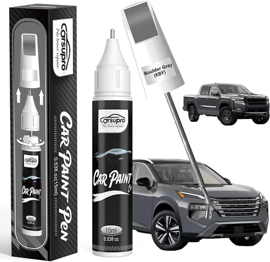 Boulder Gray(KBY) for Nissan Touch Up Paint Pen, 2 in 1 Car Scratch Remover with Pen Tip and Brush, Precise Color Match for Car Paint Scratch Repair, Quickly and Easily Fix Chips and Nicks
