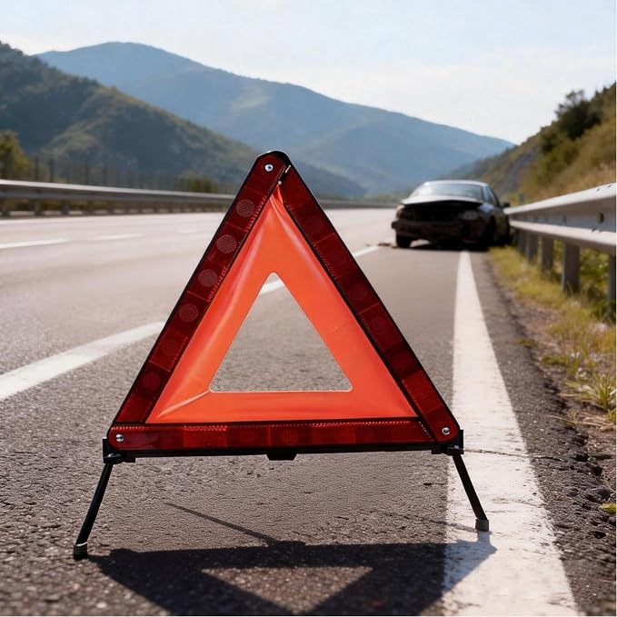 Warning Triangles for Vehicles, 3-Piece Reflective Emergency Roadside Safety Kit with Carry Bag for Cars, Trucks & Trailers