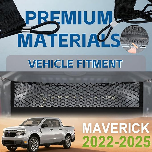 Truck Bed Cargo Net Truck Netting Custom Fit for Ford Maverick 2022-2026 Pickup Tailgate Organizer Net Heavy-Duty Elastic Truck Storage Grocery Mesh Net-Envelope Style