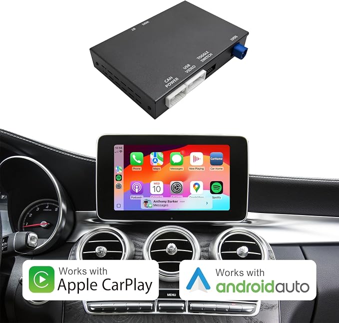 Wireless CarPlay & Android Auto Retrofit Kit Decoder for Mercedes Benz A/CLA/GLA/B/C/E/G/SL/V Class (2014–2019) with NTG5.0/5.1 System, Supports Original Knob Control & Camera