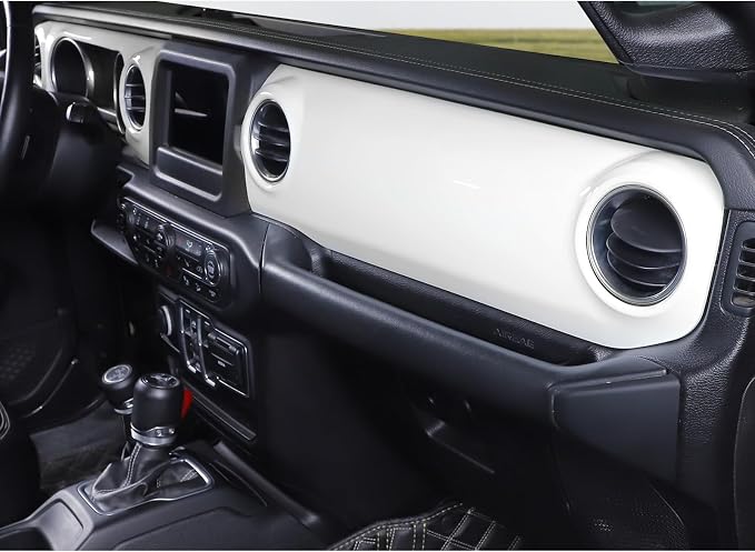 Dashboard Decorative Panel Cover, Center Console Trim Cover Kit for 2018-2023 Jeep Wrangler JL JLU & Jeep Gladiator JT(White)
