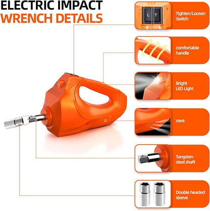 Car Jack Electric Hydraulic Jack Kit 5Ton 155-450mm LCD Display Lift Inflator LED Light Impact Wrench 12V Portable Outdoor Home Emergency Tire Change Roadside Rescue Set