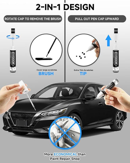 Touch Up Paint Compatible with Nissan Exact Match 2 in 1 Touch up Paint for Chips and Nicks Repair (Black/Magnetic Black Pearl(G41) Compatible with 350Z/370Z/Armada/Frontier/Murano/Pathfinder/Rogue/Rogue-Sport/Titan/Titan-XD/X-Trail)