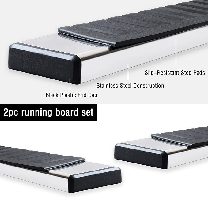 COMNOVA 6 Inches Running Boards Compatible with 2005-2023 Toyota Tacoma Double Cab, Running Boards & Steps for Tacoma (Steel)