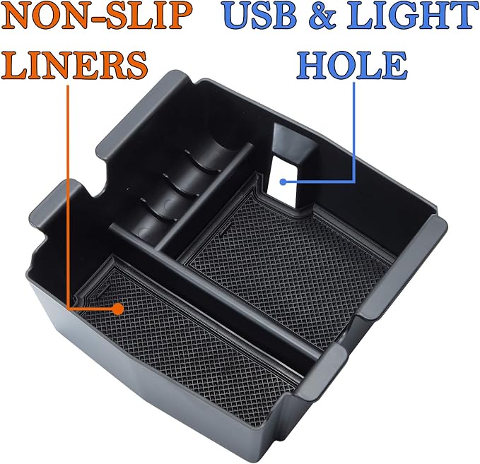 Compatible with Center Console Organizer Tray Jeep Wrangler JL/JLU 2018-2021 2022 2023 2024 2025 2026 and Jeep Gladiator JT Truck 2020-2023 2024 2025 2026 Insert Armrest Accessories (Not for JK/JKU)