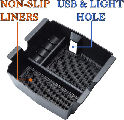 Compatible with Center Console Organizer Tray Jeep Wrangler JL/JLU 2018-2021 2022 2023 2024 2025 2026 and Jeep Gladiator JT Truck 2020-2023 2024 2025 2026 Insert Armrest Accessories (Not for JK/JKU)
