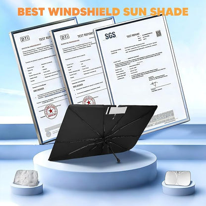 KUST Sun Shade Umbrella for 2022-2025 2026 Jeep Grand Cherokee | Custom Fit Windshield Sunshade | Foldable Sunshade with Bendable Handle | Blocks Heat & UV Scratch Resistant Keep Car Cool Sunshield