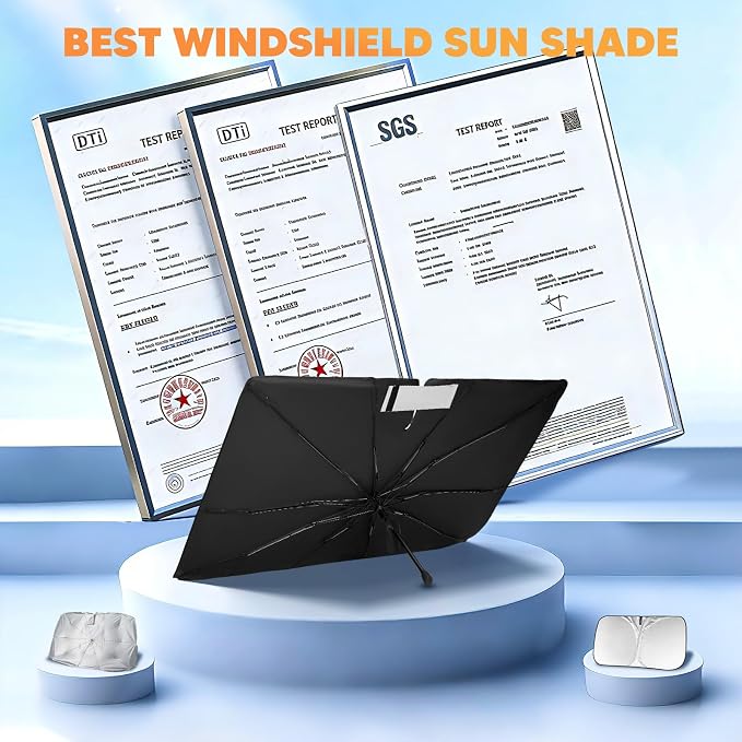 KUST Sun Shade Umbrella for Subaru Forester 2019-2025 2026 | Custom Fit Windshield Sunshade | Foldable Sunshade with Bendable Handle | Blocks Heat & UV Rays Keep Car Cool Sunshield