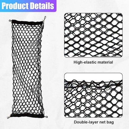 ZIMISI Car Cargo Net, Elastic Stretchable Car Trunk Cargo Storage Net with Hooks, Double-Layer Nylon Truck Organizer Mesh, Vehicle Interior Accessories for Most SUVs, Trucks (43.3x15.7 inch/110×40 cm)