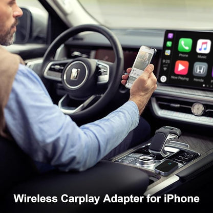 Wireless Carplay Adapter for iPhone, 2025 Upgraded Converts Wired to Apple CarPlay Wireless Adapter Compatible with iPhone iOS 10+ and Cars from 2015