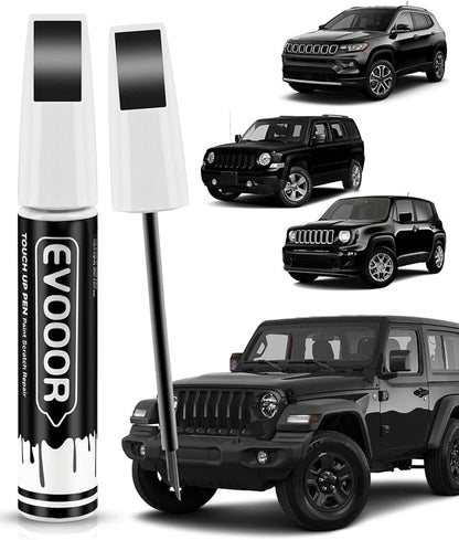 PX8/DX8 Black Crystal Touch Up Paint Compatible with JeepExact Match 2 in 1 Touch up Paint for Chips and Nicks Repair