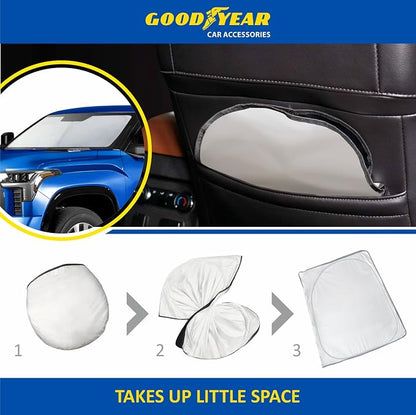 Goodyear Foldable Windshield Sunshade for Toyota Tundra 2022-2026, Truck car Accessories, Sunshade Cover, Sun Shade Car Windshield, Window Sun Blocker - GY008292