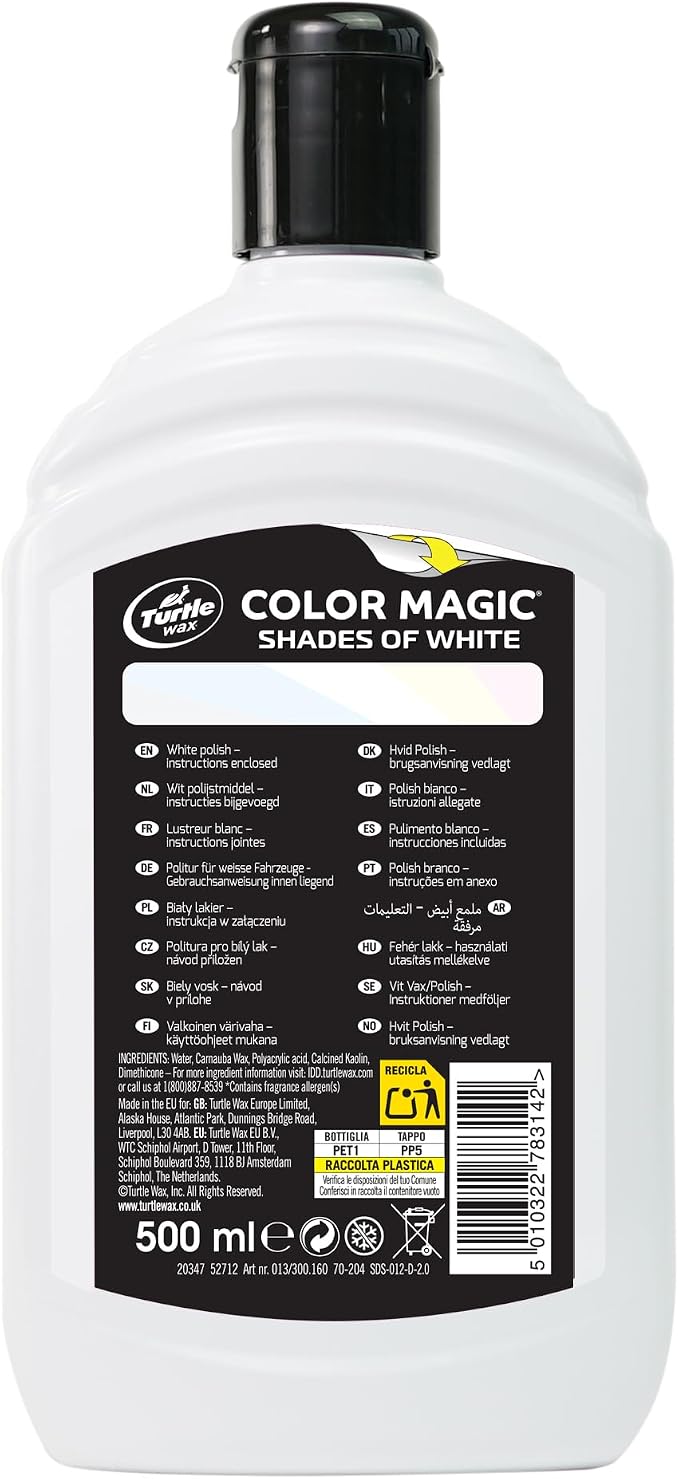 Turtle Wax 52712 Professional Finish Color Magic Car Paintwork Polish - Restores, Cleans & Shines - Long Lasting Protection with Dynamic Color Boost - Easy to Use - White, 500m