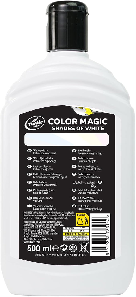 Turtle Wax 52712 Professional Finish Color Magic Car Paintwork Polish - Restores, Cleans & Shines - Long Lasting Protection with Dynamic Color Boost - Easy to Use - White, 500m