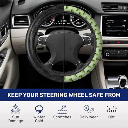 GENANY Funny Pickle Steering Wheel Cover, Non Slip Polyester Car Wheel Protector for Car SUV Truck, Universal 15 Inch