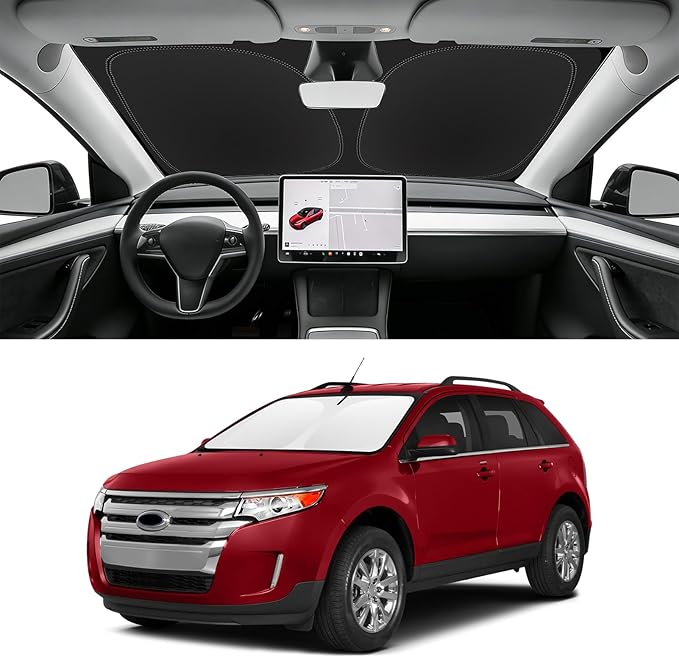 Custom Fit Windshield Sun Shade for Ford Edge 2007-2014, Blocks UV & Heat, Front Window Sunshade Accessories, Easy Fold & Store Keep Your Car Cooler