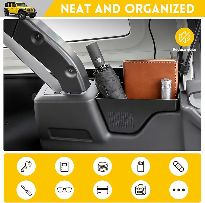 Rear Trunk Organizer for 2018-2023 Jeep Wrangler JL JLU 4XE 4 Door Accessories, Wheel Well Storage Bin Trunk Side Storage Box Cargo Tray for 18-23 Wrangler JL 4dr(Not for Gladiator/JK)